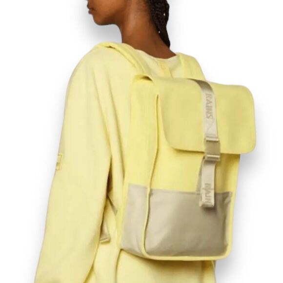 RAINS Buckle Trail Backpack Yellow Waterproof Straw Gorpcore Outdoors Active - Picture 11 of 11